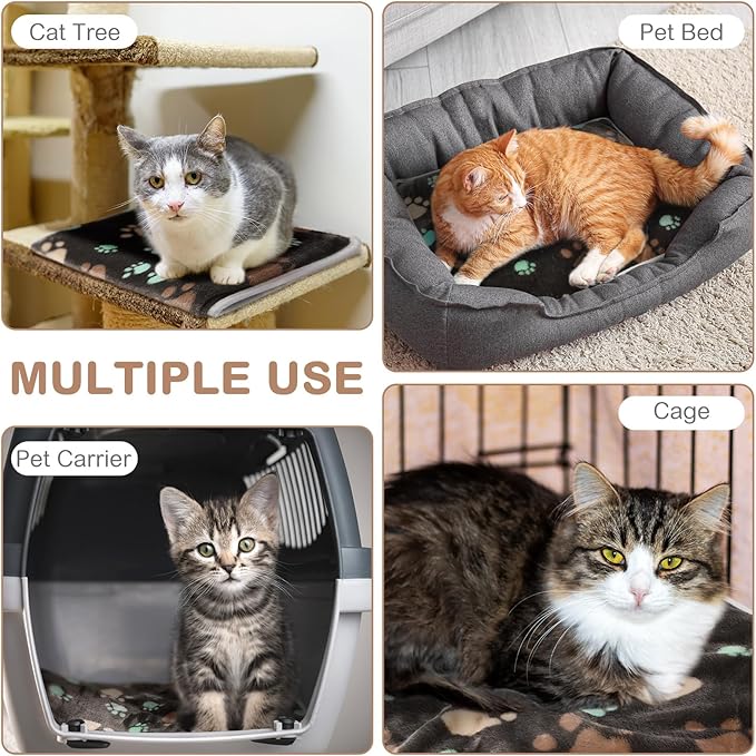 2 Pack Self Warming Cat Bed Pet Self Heating Pad Cat Warming Bed Mat Thermal Cat Mat Washable Reflects Body Heat Removable Cover for Indoor Outdoor Feral Pet(Dog Paw,16 x 20 Inch)