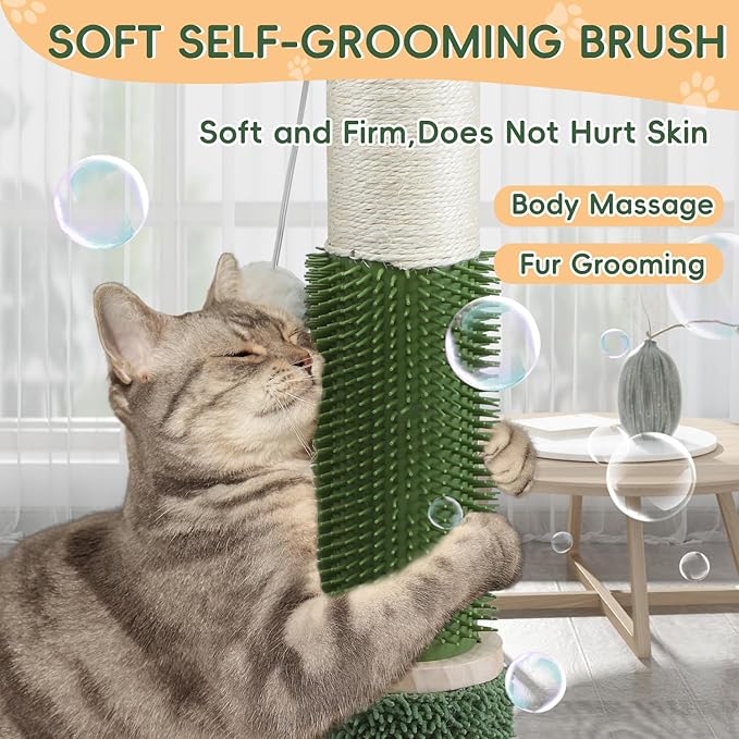 Cat Scratching Post for Indoor Cats Adults-39.4'' Tall Cat Scratcher with Nature Sisal Rope,Cat Toy Interactive Ball Self Groomer,Large Scratching Post for for All Cats Protect Your Furniture