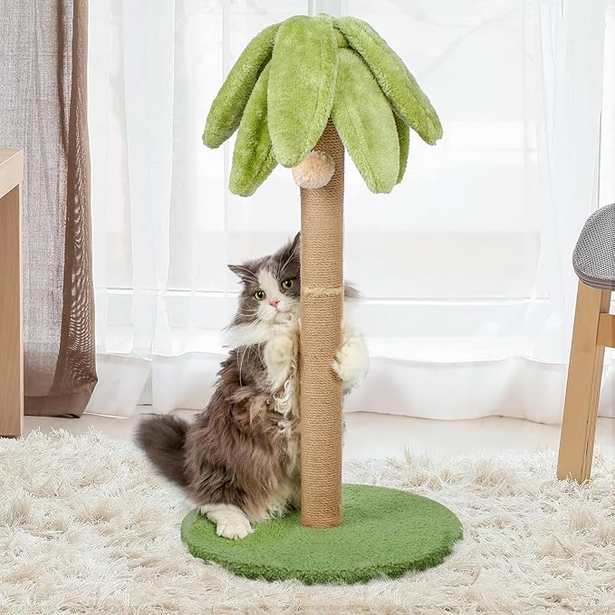 Cat Scratching Post 30.7 inch Tall Cat Tree for Indoor Cats Large Adult Cat Scratching Post with Sisal Rope,Cute Kitten Cat Scratcher in Palm Tree