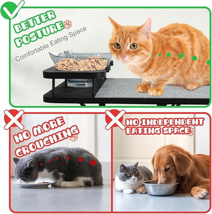 Cat Wall Shelves, Cat Shelves and Perches for Wall, Cat Shelves Wall Mount, Cat Wall Furniture with 3 Cat Wall Steps, Cat Climbing Shelf Cat Scratch Post, Cat Wall Shelf with 2 Cat Food Shelf