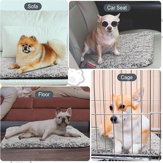 4 Pack Self Warming Cat Pads Self Heating Cat Mat Thermal Pads for Small Dogs Washable Pet Kennel Pad Crate Bed Mat with Removable Covers for Indoor Outdoor Pet(Gray,22 x 35 Inch)