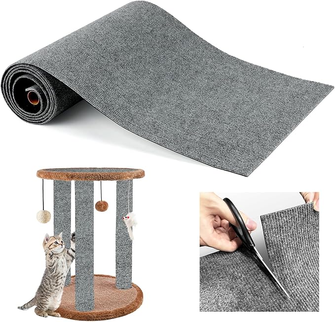 78.7" *15.8" Trimmable Cat Scratching Post Carpet, Cat Scratching Sat Self-Adhesive,Cat Scratching Mat for Cat Tree Shelf Shelves,Cat Carpet Scratching Post Scratcher Couch Protector