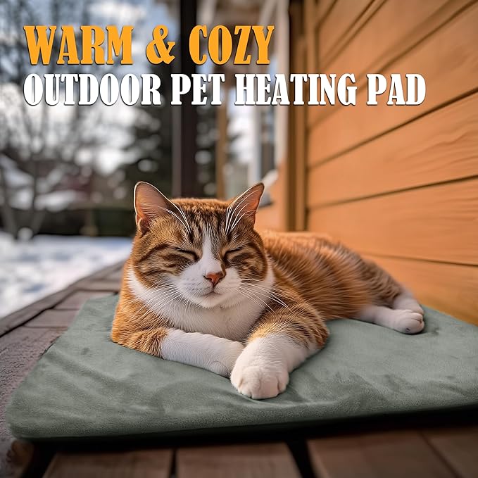 PETNF Outdoor Heating Pad for Cats, Pet Heating Pad for Outdoor Cat House,Safe Electric Cat Warming Pad,Waterproof Heated Cat House for Outside Feral Cat Animal,Outdoor Heat Cat Dog Bed Mat, 20"X16"