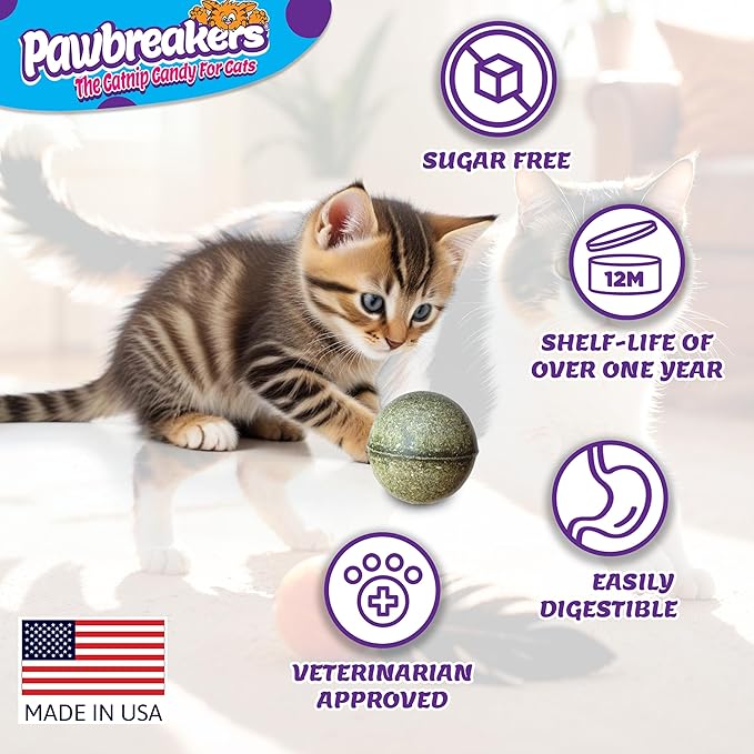 1-MegaBonkas Catnip Ball - All Natural Cat Treats, Medical Grade Catnip Treat and Toy, Catnip for Cats, Safe & Digestible, Hypoallergenic & Vegan - 3 oz - 2.25 inches diameter, Made in USA