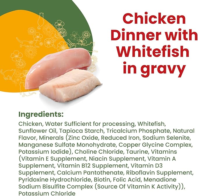 Almo Nature HQS La Cucina Wet Cat Food Pouch Chicken Dinner with Whitefish in gravy 1.94 oz (Pack of 12)