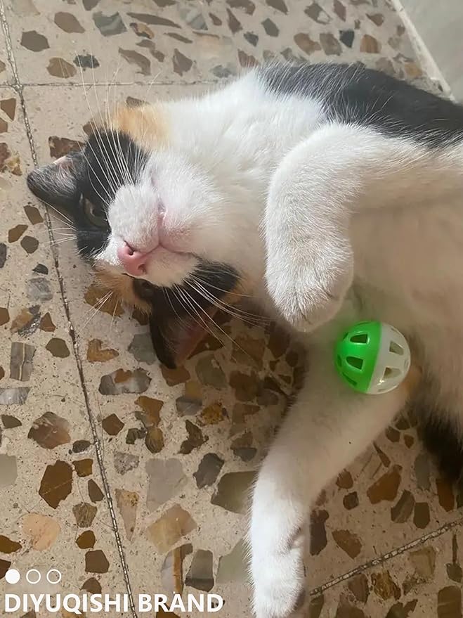 10-Pack Colorful Sturdy Cat Toy Balls with Bells, Interactive & Energetic Play, Easy-Grab Cat Toys for All Breeds and Ages