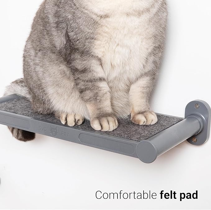 SVD.PET Cat Wall Shelves, 17" x 8" Cat Wall Furniture with Felt Pad, Simple and Modern Design Wal Mounted Cat Platforms, Easy to Install and to Clean, Cat Perch for Sleeping & Playing (Dark Grey)
