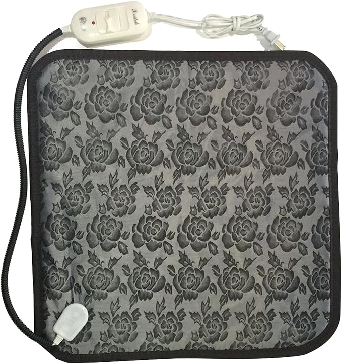 OLizee™ 17.7"x17.7" Pet Dog Cat Waterproof Electric Heating Mat Bed Warming Pad with Anti Bite Tube(Flower)