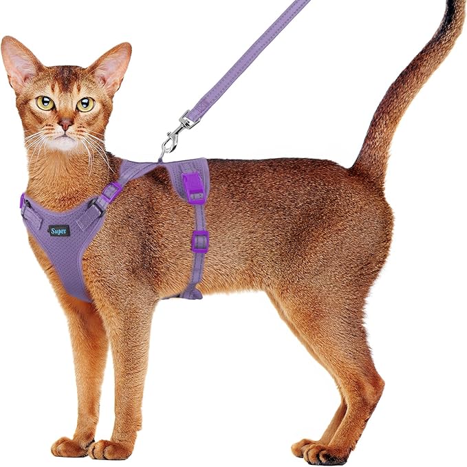Supet Cat Harness and Leash Set for Small to Large Cats Adjustable Cat Vest Harness with Reflective Trim Universal Cat Leash and Harness for Cats/Puppies