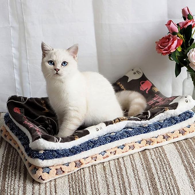 FJWYSANGU Pet Blanket Premium Fluffy Flannel Cushion Soft and Warm Mat for Dogs Cats Small Size Animal Blue Stars