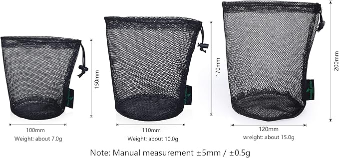 5pcs Nylon Mesh Bag Stuff Sack Golfball Pot Outdoor Tools S