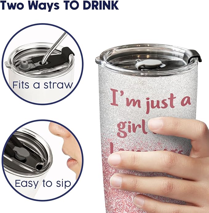 34HD Just A Girl Who Loves Pigs Tumbler with Lid, 20oz Vacuum Insulated Farmer Mug, Gifts for Pig Lady Women Farmer, Pig Lover Gifts for Birthday Christmas Mothers Day