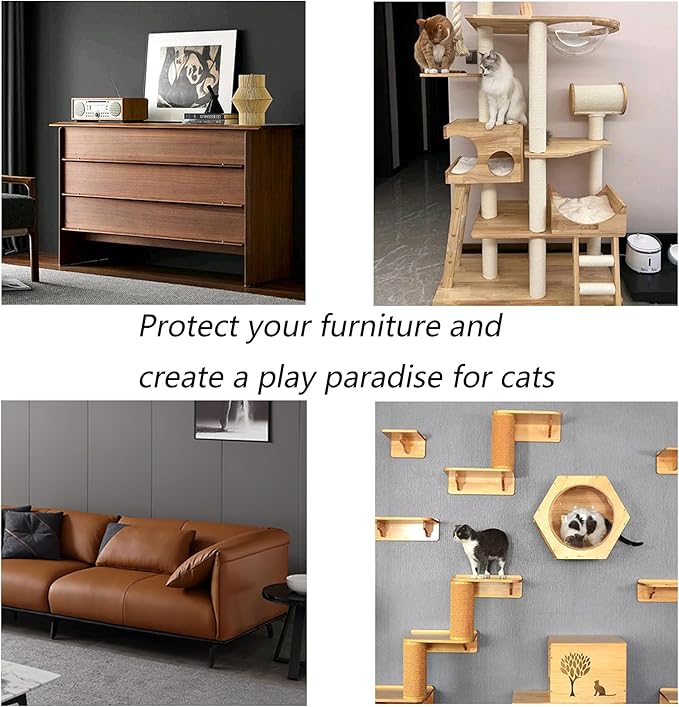 Cat Scratching Post Carpet Mat Trimmable Self-Adhesive Replacement Mat 78.7"x15.8" Cuttable Cat Scratcher Cover for Cat Tree Shelf Shelves Steps Couch Furniture Wall DIY Protector, Dark Grey