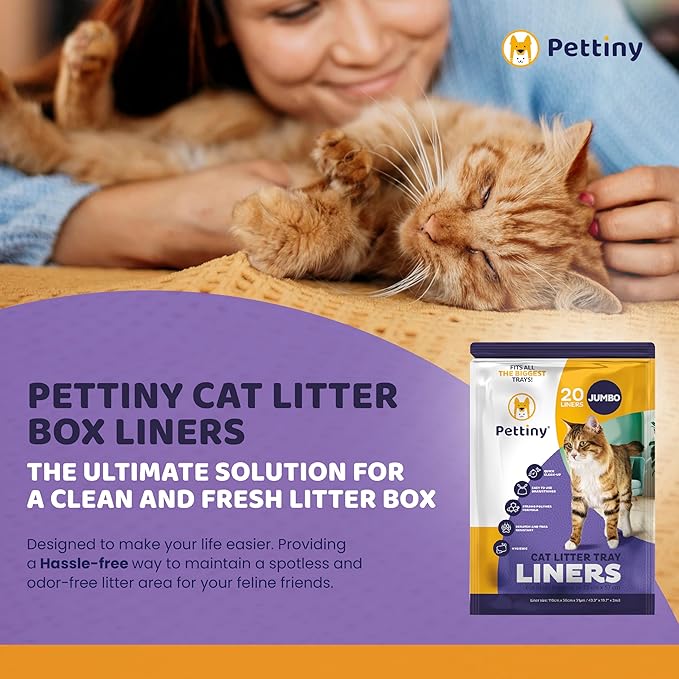 20 Jumbo Litter Box Liners with Drawstrings - Scratch Resistant Cat Litter Bags for the Biggest Litter Pan