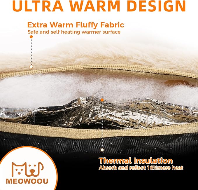 Self Warming Cat Mat Self Heating Cat Bed 24" x 18" Thermal Cat Mat Extra Warm Dog Bed Cat Beds for Indoor and Outdoor Cats Pet Heating Pad for Kittens Small Puppy Pets with Washable Removable Cover