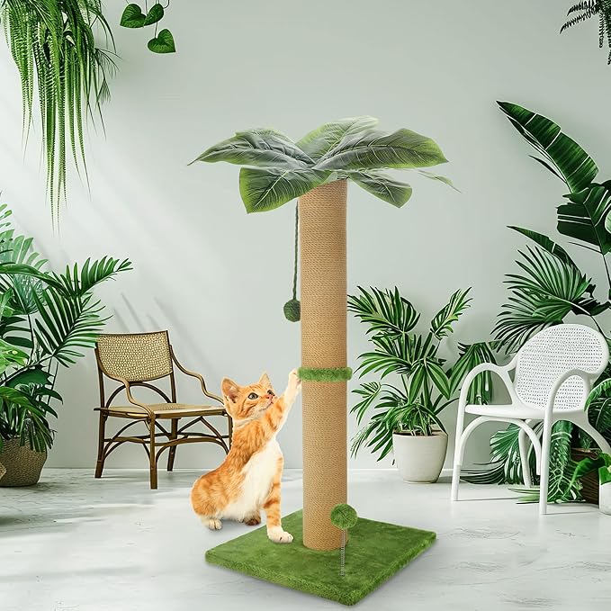Cat Scratching Post 36 Inches Heavy Duty Scratching Post with Palm Leaf Cat Tree Large Cat Scratch Post for Adult and Kitten