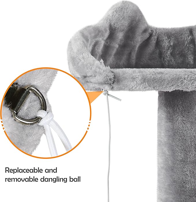 Yaheetech 62in Cat Tree Cat Tower for Indoor Cats, Cat Furniture w/Double Cat Condo, Scratching Posts, Multiple Platforms and Balls for Kittens & Cats, Light Gray