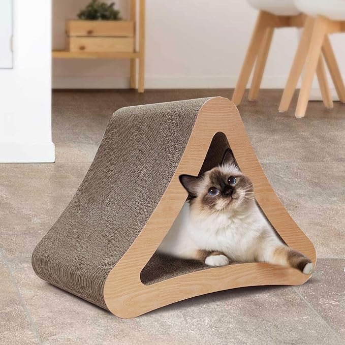 FluffyDream 3-Sided Triangle Cat Scratching Post Scratcher Cardboard, Recycle Corrugated Vertical Cat Board Pads Prevents Furniture Damage, Triangular
