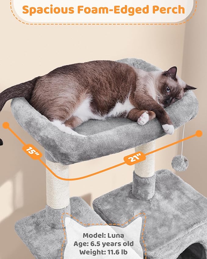 Yaheetech Cat Tree, Multi-Level Cat Tower for Indoor Cats, 63in, Condo Furniture with Scratching Posts, Large Top Perch, Hammock, Tall Cat Climbing Stand for Cat Play