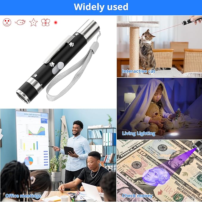 2 Pack Cat Toy, Cat Toys for Indoor Cats, Long Range 7 Adjustable Patterns for Cats and Dogs, Interactive Red Cat Chase Light for Fun, Exercise and Training - USB Rechargeable