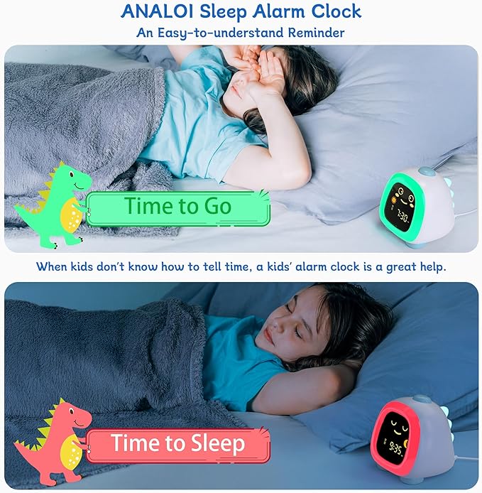 Alarm Clock for Kids, Kids Night Light with 3 Brightness 10 Color Mode Night Light Dual alarm Snooze Mode Sleep Training Adjustable Volume Memory Battery Sleep Timer, Kids gifts for Boys and Girls