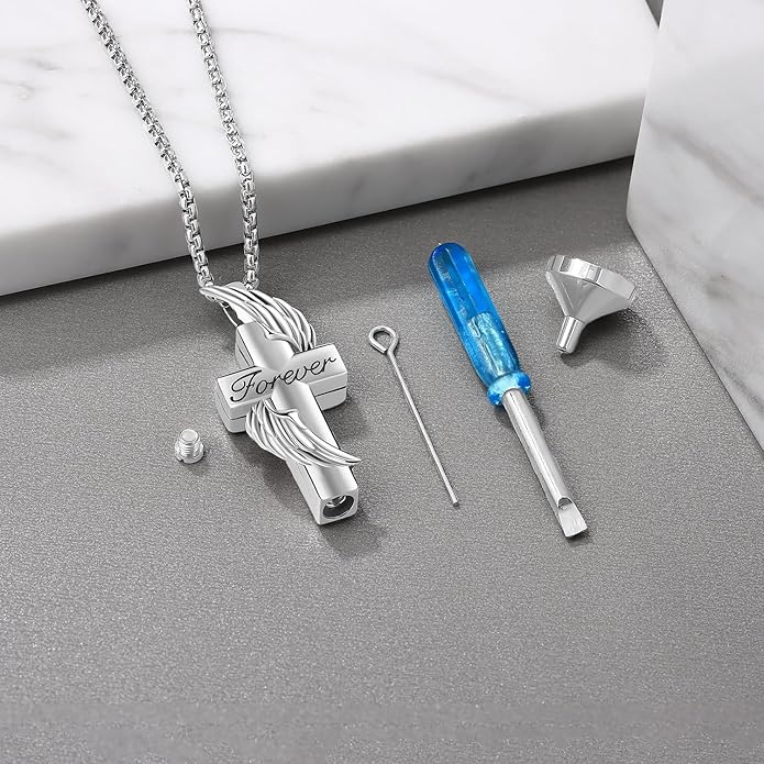 Aniu Cremation Jewelry for Ashes S925 Sterling Silver Urn Necklace Memorial Necklace for Human Ashes of Loved Ones Keepsake Pendant for Men Women