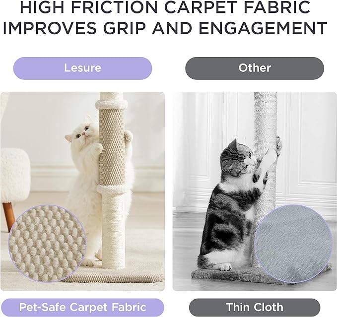 Lesure 29" Tall Cat Scratching Post - Premium Sisal Rope Highly Resistant Carpet Scratching Posts for Indoor Cats Adults, Sturdy Large Cat Scratch Pole with Hanging Ball, Beige