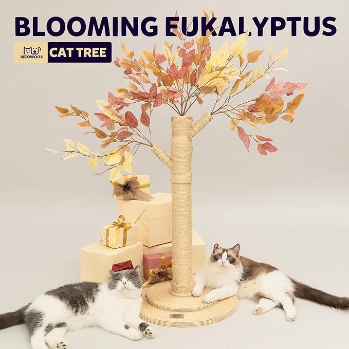 Cat Scratching Post 41.7" Tall Scratching Post for Indoor Cats Cat Scratcher Cat Tree Wrapped Sisal Rope Large Cat Scratching Post Cute Cat Scratching