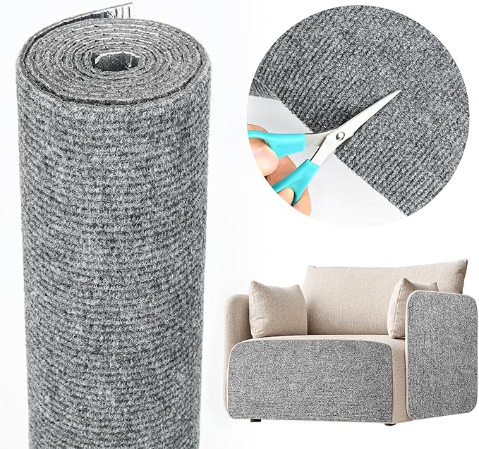 Cat Scratching Mat 78.7"x15.8" Self-Adhesive Cat Furniture Protector, Climbing Cat Scratch Pad for Cat Tree, Sofa, Wall, and Furniture DIY Protection (Gray)