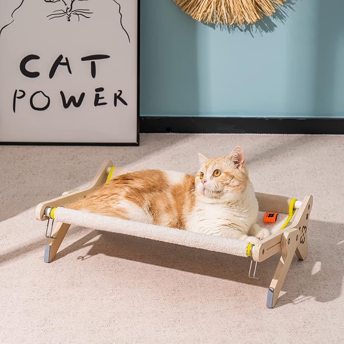 Cat Window Perch Cat Window Hammock for Indoor Cats Steady Sturdy Adjustable Cat Bed Providing All-Around Sunbath Space Saving Washable (Beige, Medium)