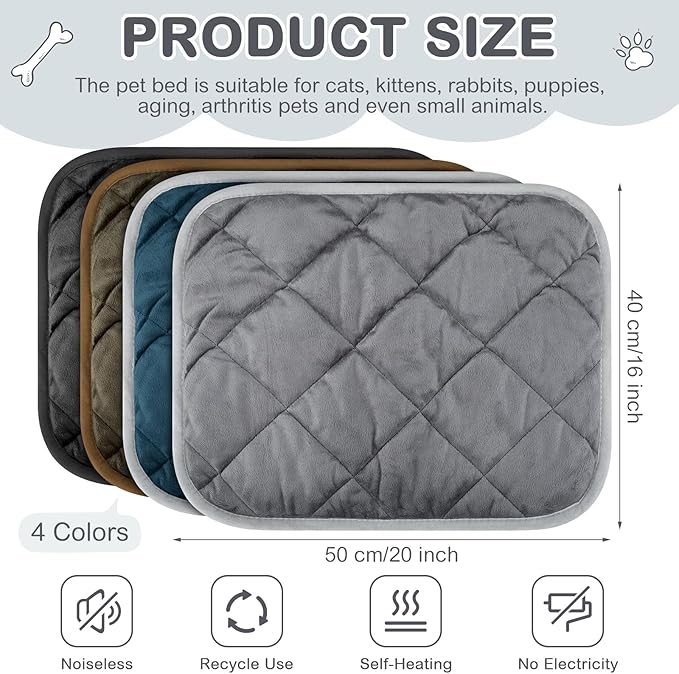 8 Pack Self Heating Cat Mat Self Warming Cat Bed 20"x16" Extra Warm Thermal Pet Bed Mat Reflects Body Heat Washable Dog Crate Pad for Indoor Outdoor Pets(Mixing Color)