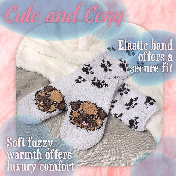 BambooMN Women's Super Soft Warm Microfiber Fuzzy Cozy Animal Socks or Christmas Winter Animal Socks, Value Pack