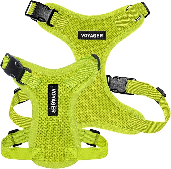 Voyager Step-in Lock Pet Harness - All Weather Mesh, Adjustable Step in Harness for Cats and Dogs by Best Pet Supplies - Lime Green, L