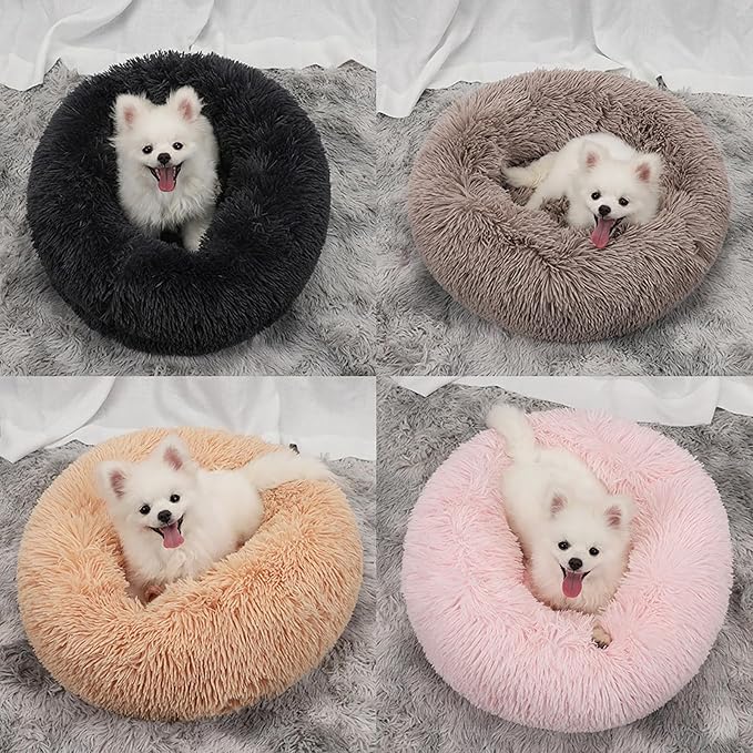 Nisrada Cat Beds for Indoor Cats,24 Inch Dog Bed for Small Melium Large Dogs, Washable-Round Pet Bed for Puppy and Kitten with Slip-Resistant Bottom