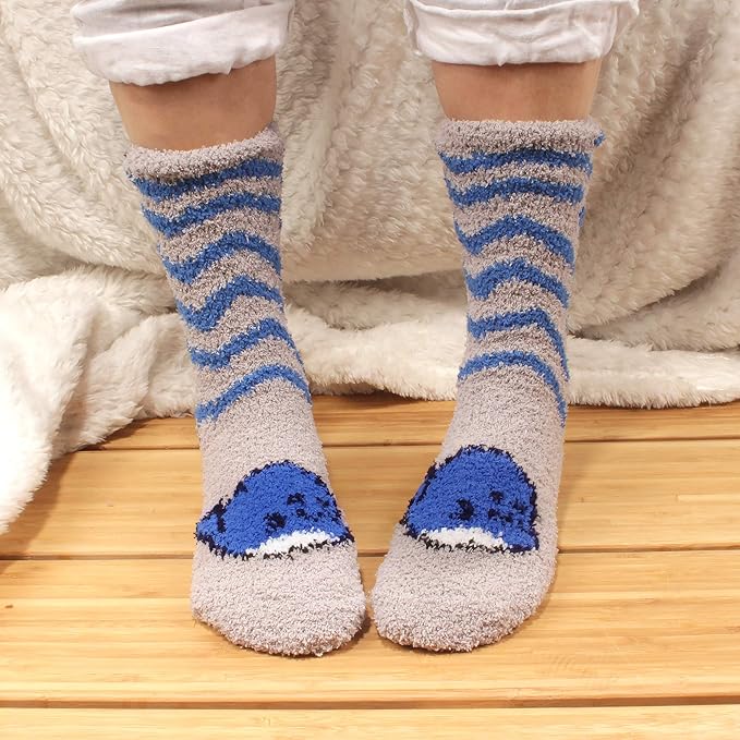 BambooMN Women's Super Soft Warm Microfiber Fuzzy Cozy Animal Socks or Christmas Winter Animal Socks, Value Pack