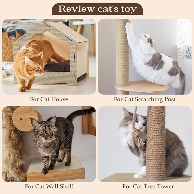 Cat Scratching Mat, 78.7"x15.7" Cat Carpet Self-Adhesive Carpet Mat Trimmable Replacement for Cat Tree, Cat Wall Scratcher, Cat Scratching Post, Shelf Shelves Couch Furniture DIY Protector, Khaki