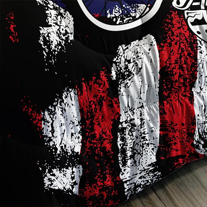 Axolotl Motivational Dirt Bike American Flag Bedding with White Red Stripes Stars Motorcycle Racer Comforter for Boys Kids Teens Men - 1 Quilt 2 Pillowcases