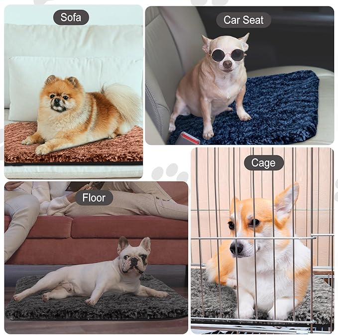 4 Pack Self Warming Cat Pads Self Heating Cat Mat Thermal Pads for Small Dogs Washable Kennel Pad Mat with Removable Covers for Indoor Outdoor Pet (16 x 20 Inch,Grey,Brown,Navy Blue,Black)