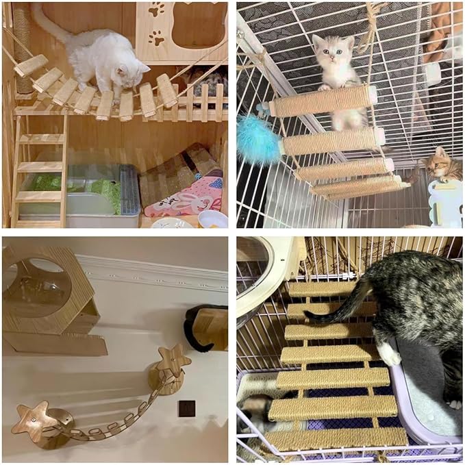 Cat Ladder Cat Tree Tower Bridge Cat Climbing Wall Scratching Post Cat Cage Accessories Outdoor Cat Furniture Climbing Frame Cat Toys for Indoor Cats (22x7.87in)