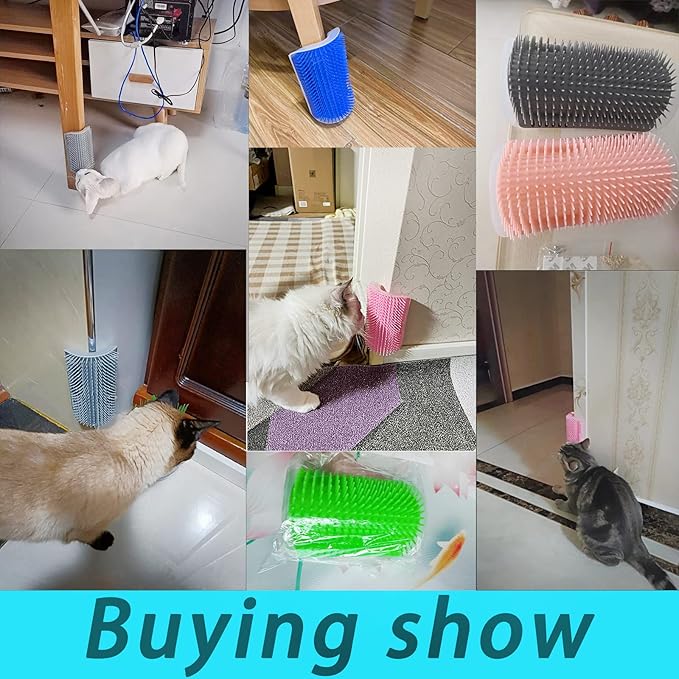 5Pack Self Groomer - Soft Face Massager with Catnip Pouch, Grooming Brushes for Indoor Cats, Comfort Rubbing Post Wall Corner Scratcher Comb for Long & Short Fur