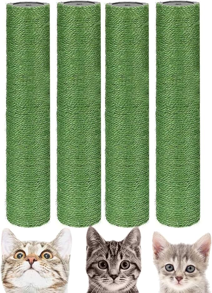 BNOSDM 4 Pcs M8 15”x2.75” Cat Tree Scratching Post Replacement Parts for Indoor Cats Tower Rope Scratch Poles Refill Sisal Pole Part for Refurbishment Hemp Kitty Furniture Accessories Spare