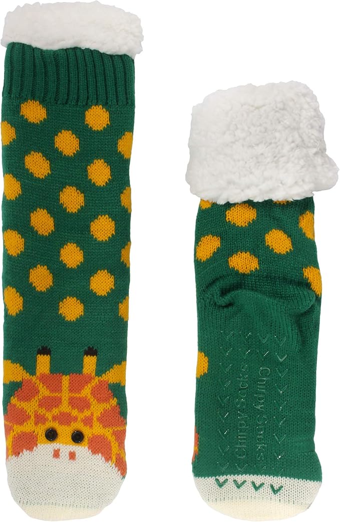 BambooMN Extra Thick Cozy Fuzzy Animal Thermal Cabin Plush Fleece-lined Knitted Crew Socks