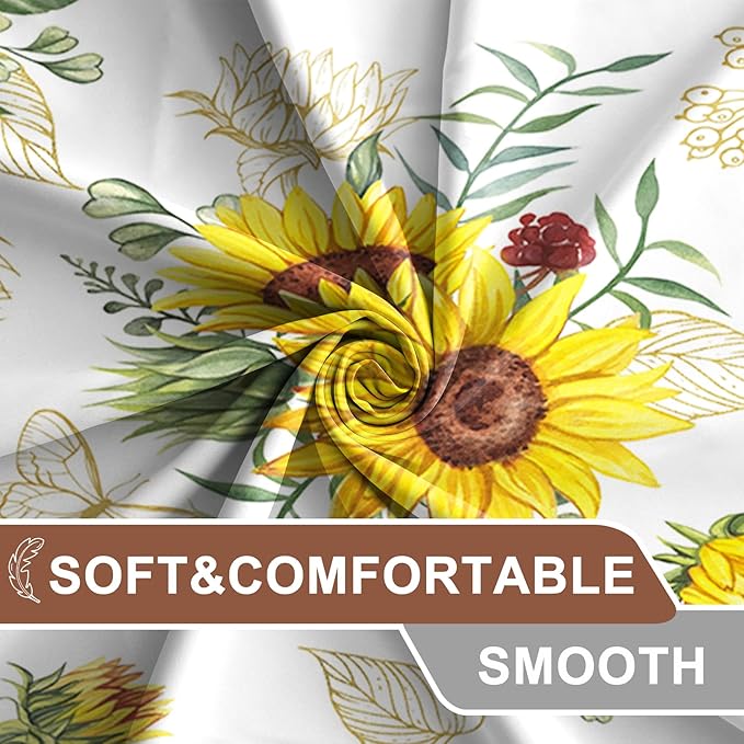 AWERT Vibrant Sunflower Shower Curtain for Bathroom,Waterproof Fabric Plants Shower Curtain with Hooks 72x78 inch