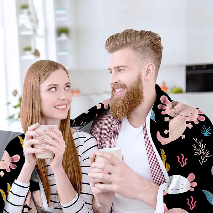 Axolotl Blanket Ultra Soft Flannel Throw Blanket Gifts for Axolotl Lovers Blankets for Girls Boys Kids Women Adults Stuff 50"X 40"