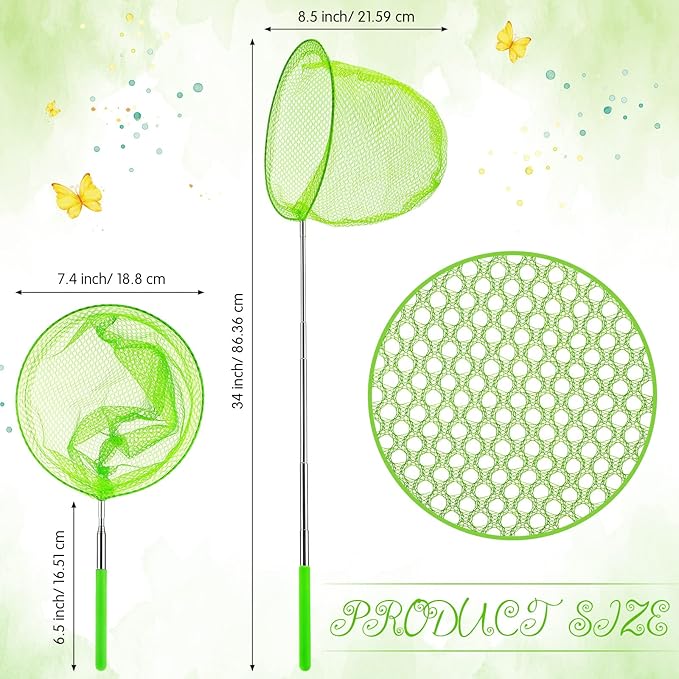24 Pcs Kids Telescopic Butterfly Fishing Nets Insect Net Bug Net Insect Catching Nets Outdoor Tools for Catching Butterfly Insects Bug Fish Ladybird Nets, Extendable from 15 Inch to 34 Inch (Colorful)