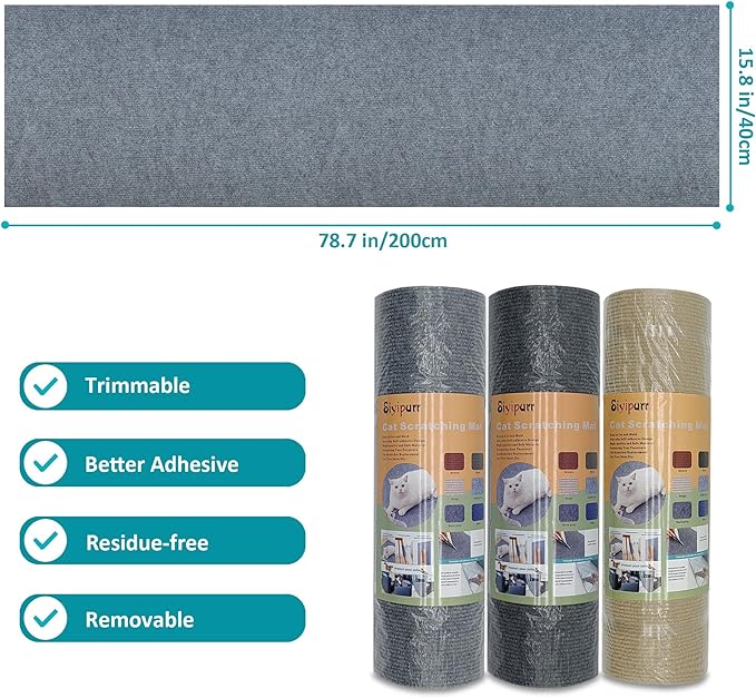 Cat Furniture Protectors from Cats Scratching,Adhesive Cat Couch Protector,78.7x15.8Inch DIY Cat Wall Scratcher,Couch Cat Scratcher,Cat Corner Scratcher Mat,Cat Scratch Furniture Protector