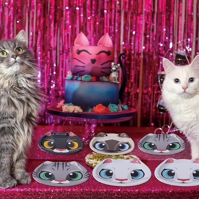 24 Pcs Cat Shaped Dinner Plates - Cat Themed Party Tableware for Birthday, Baby Shower, Kitten Theme Party Supplies