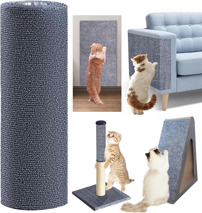 120"x15.8" cat Scratch Furniture Protector Keep Couch Sofa Protection Anti Claws Corner Wall Scratcher Post sisal Scratching mat Carpet pad Cover Fabric Tree Guards remnants (Deep Grey)