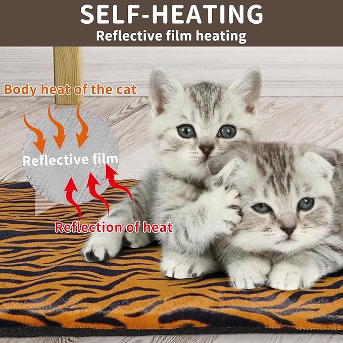 Self-Warming Cat Bed Indoor/Outdoor Super Soft Self Heating Pet Mat Washable Thermal Pad for Cat & Dog 21x15.7 inch