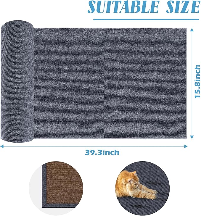 39.3"x15.8" Cat Scratch Couch Furniture Protector, Trimmable Cat Scratching Mat, Self-Adhesive Cat Scratch Pad Post Furniture Protectors from Cats Claws Scratching
